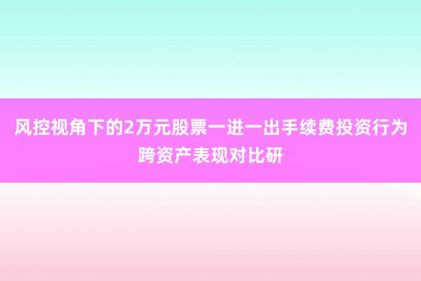 风控视角下的2万元股票一进一出手续费投资行为跨资产表现对比研